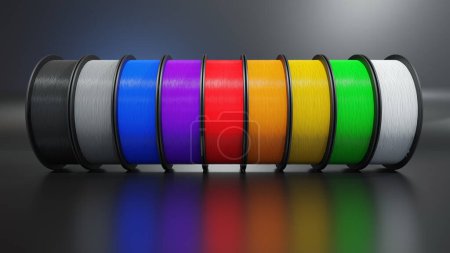 Photo for Some filament rolls for 3d printer. 3D illustration - Royalty Free Image