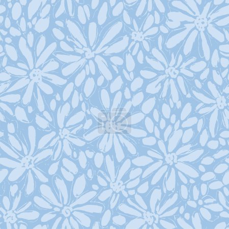 Photo for An illustration of a blue flowers texture background seamless tileable - Royalty Free Image