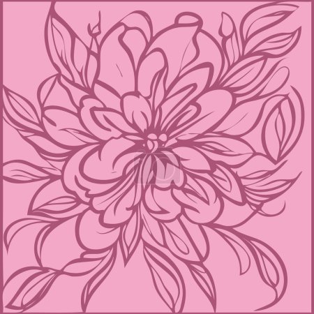 Photo for An illustration of a pink flower rose outline - Royalty Free Image