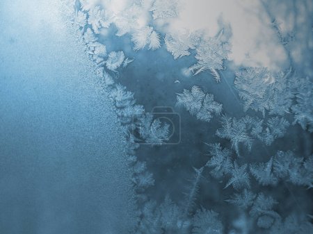 Photo for Photo of the frosted glass window in winter time. - Royalty Free Image