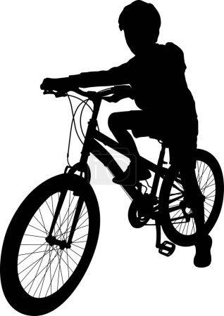 Téléchargez les photos : Écolier sur son vélo - illustration vectorielle - en image libre de droit