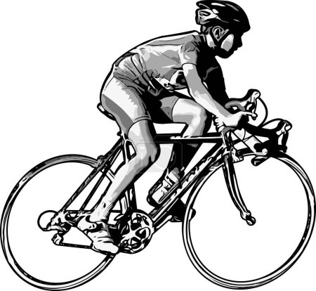 Illustration for Race bicyclist, realistic sketch illustration - vector - Royalty Free Image