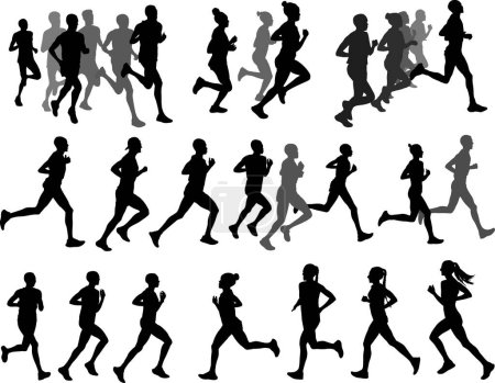 Illustration for Runners silhouettes collection - vector - Royalty Free Image