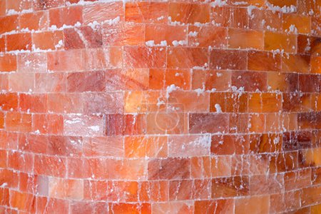 Téléchargez les photos : Grand mur fait de sel rose de l'intérieur Himalaya Mountains Spa - en image libre de droit