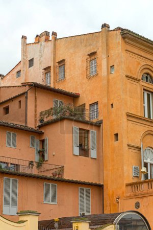 Foto de Casas en capas en el casco antiguo Florencia Toscana Italia - Imagen libre de derechos