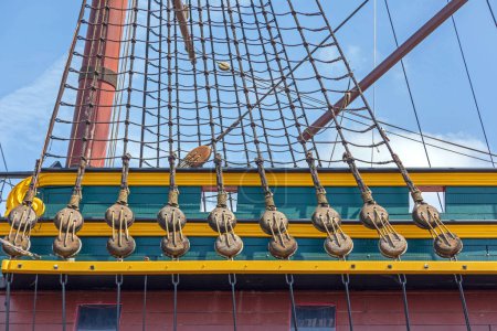 Photo for Main Topmast Staysail at Tall Ship Rigging - Royalty Free Image