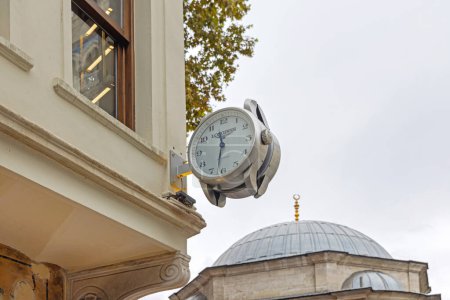 Photo for Istanbul, Turkey - October 18, 2023: Swiss Watch Maker Longines Public Clock at Hamidiye Street. - Royalty Free Image