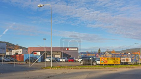 Photo for Drammen, Norway - October 30, 2016: Electric Vehicles Tesla Service Center Auto Machine Shop Building. - Royalty Free Image