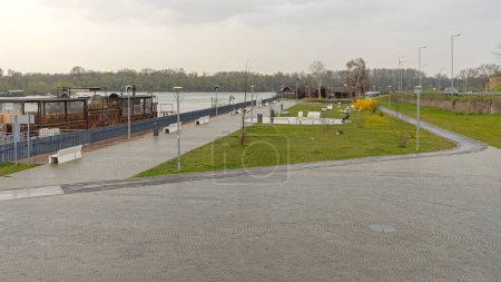 Memorial Park to Edvard Rusjan Aviation Pioneer at River Sava Coast in Belgrade Serbia
