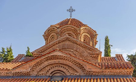 Carreaux de céramique au Dôme Église orthodoxe Mère de Dieu Peribleptos à Ohrid Macédoine