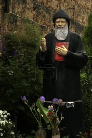 Statue of a very famous maronite monk, Saint Charbel, in Lebanon.