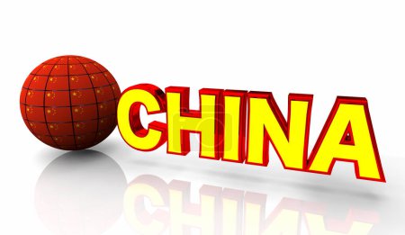 Téléchargez les photos : Chine Pays International Business Flag Globe Illustration 3D - en image libre de droit