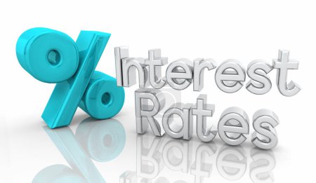 Photo for Interest Rates Percent Sign Symbol Borrow Money Finance Loan 3d Illustration - Royalty Free Image