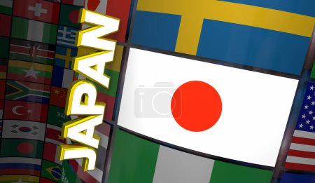 Photo for Japan Country Flag International Community Nation 3d Illustration - Royalty Free Image