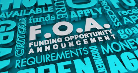 Téléchargez les photos : FOA Funding Opportunity Announcement Grant Application Money Process 3d Illustration - en image libre de droit