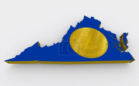 Photo for Virginia VA State Commonwealth Flag Seal Map Background 3d Illustration - Royalty Free Image