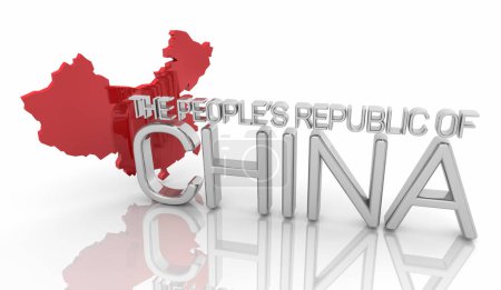 Téléchargez les photos : Peoples Republic of China Country Map Words Travel 3d Illustration - en image libre de droit