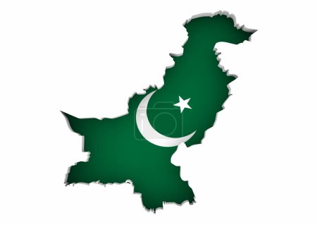 Foto de Pakistan Flag Country Map Star Crescent Green Background 3d Illustration - Imagen libre de derechos
