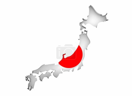 Photo for Japan Country Map Flag Hinomaru Background 3d Illustration - Royalty Free Image