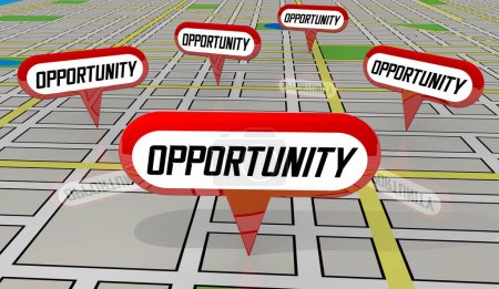 Téléchargez les photos : Opportunity Map Locations Real Estate Homes Businesses Customers 3d Illustration - en image libre de droit