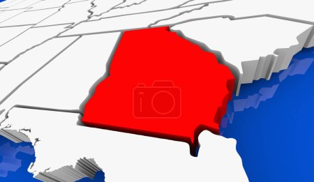 Géorgie GA State Map Atlanta Athènes Travel Tourism Illustration 3D