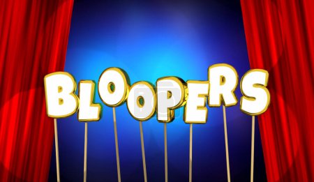 Foto de Bloopers supera errores Película Errores Película Cortinas rojas 3d Ilustración - Imagen libre de derechos
