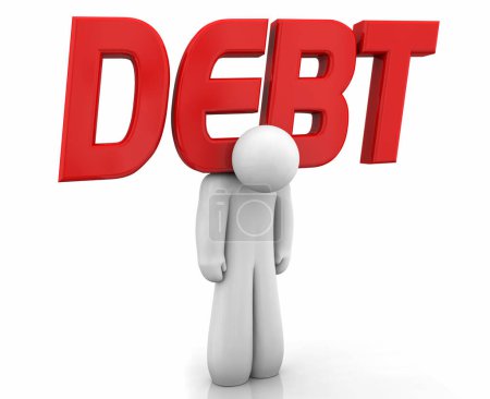 Foto de Persona de la deuda que lleva el dinero de la carga pesada debido a las finanzas aplastadas Ilustración 3d - Imagen libre de derechos
