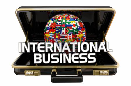 Foto de Negocios Internacionales Maletín Países Empresas Comerciales Multinacionales 3d Ilustración - Imagen libre de derechos