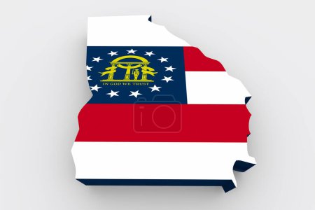 Téléchargez les photos : Georgia GA State Flag Map Background 3d Illustration - en image libre de droit