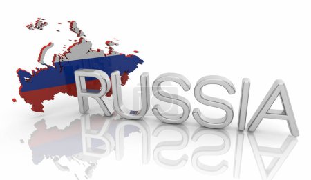 Russia Country Map Nation Name Word 3d Illustration