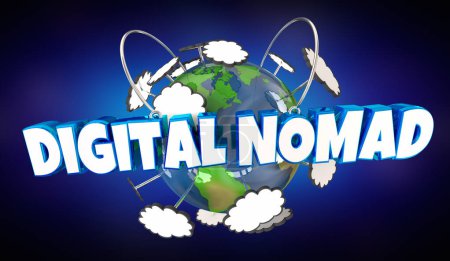 Foto de Digital Nomad World Remote Worker Anywhere Empleado Ilustración 3D - Imagen libre de derechos
