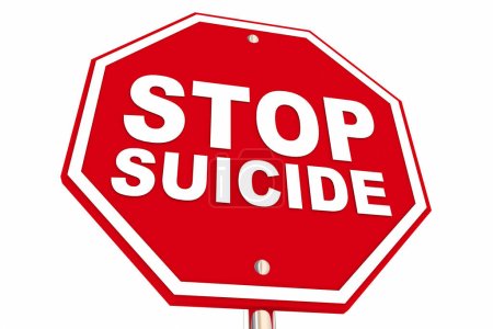 Foto de Stop Suicide Sign Prevenir Tomar Propia Vida Depresión Suicida Ilustración 3D - Imagen libre de derechos