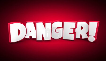 Téléchargez les photos : Avertissement de danger Problème de risque Problème à venir Soyez prudent Illustration 3D Word - en image libre de droit