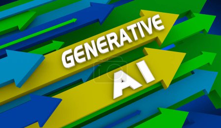 Generative KI-Einsatz Steigende Steigerungspfeile nach oben Höhere künstliche Intelligenz 3D-Illustration