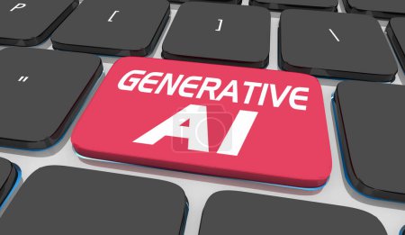 Generative KI Künstliche Intelligenz Computertastatur Taste 3D Illustration