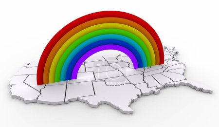 Photo for Rainbow Gay Pride USA United States Map LGBTQ 3d Illustration - Royalty Free Image