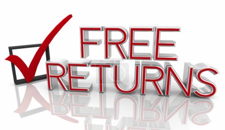 Free Returns Policy Check Mark Box Exchange Refund 3d Illustration