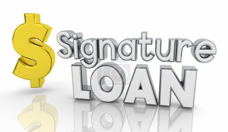 Photo for Signature Loan Words Dollar Sign Borrow Easy Money Fast 3d Illustration - Royalty Free Image