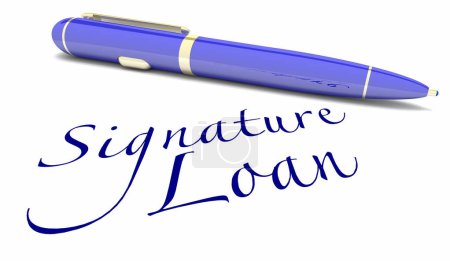Photo for Signature Loans Borrow Money Agreement Sign with Pen 3d Illustration - Royalty Free Image