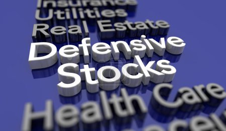 Acciones defensivas Inversión segura Dividendos estables seguros Ganancias Opción Ilustración 3d
