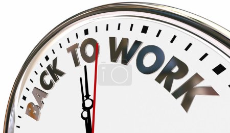 Photo for Back to Work Clock Time Deadline Return Job End Strike 3d Illustration - Royalty Free Image