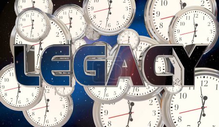 Photo for Legacy Time Passing Clocks Flying Longevity Era Tradition 3d Illustration - Royalty Free Image