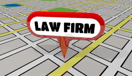 Photo for Law Firm Location Map Pin Hire Lawyer Attorney Here 3d Illustration - Royalty Free Image