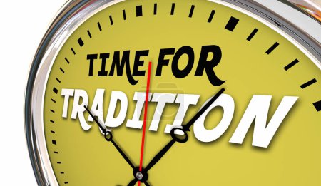 Photo for Time for Tradition Clock Observe Holiday Culture Religion Ritual Customs 3d Illustration - Royalty Free Image