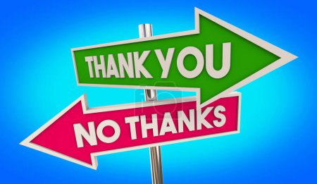 Photo for Thank You No Thanks Decide Yes No Choice Arrow Signs 3d Illustration - Royalty Free Image
