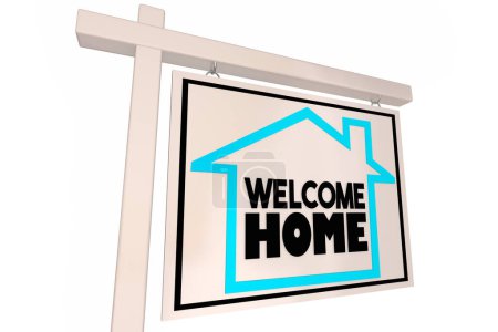 Photo for Welcome Home for Sale Sign House Property New Move Homeowner 3d Illustration - Royalty Free Image