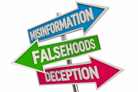 Photo for Misinformation Falsehoods Deception Lies Arrow Signs Bad Info Fake News 3d Illustration - Royalty Free Image