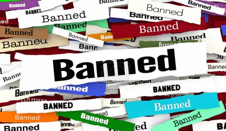Verbotene Nachrichten Schlagzeilen Neues Gesetz Beschränkung Illegale Aktivitäten Verboten 3d Illustration