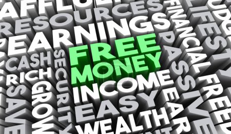 Téléchargez les photos : L'argent gratuit rend le revenu facile en espèces gains passifs Mots Illustration 3d - en image libre de droit