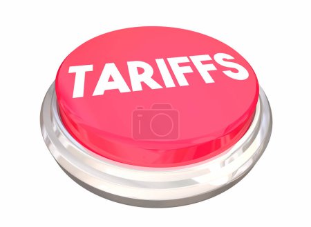 Bouton Tarifs Presse Obstacles au commerce international Taxes Taxes Amendes Illustration 3d